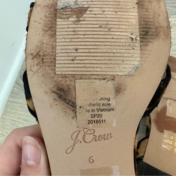 J.Crew Abbie calf hair leopard cheetah crisscross ankle stripe square toe sandal - Picture 8 of 8